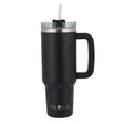 Brentwood Geojug 40-Oz. Insulated Stainless Steel Tumbler Cup with Handle, Lid, and Straw, Black