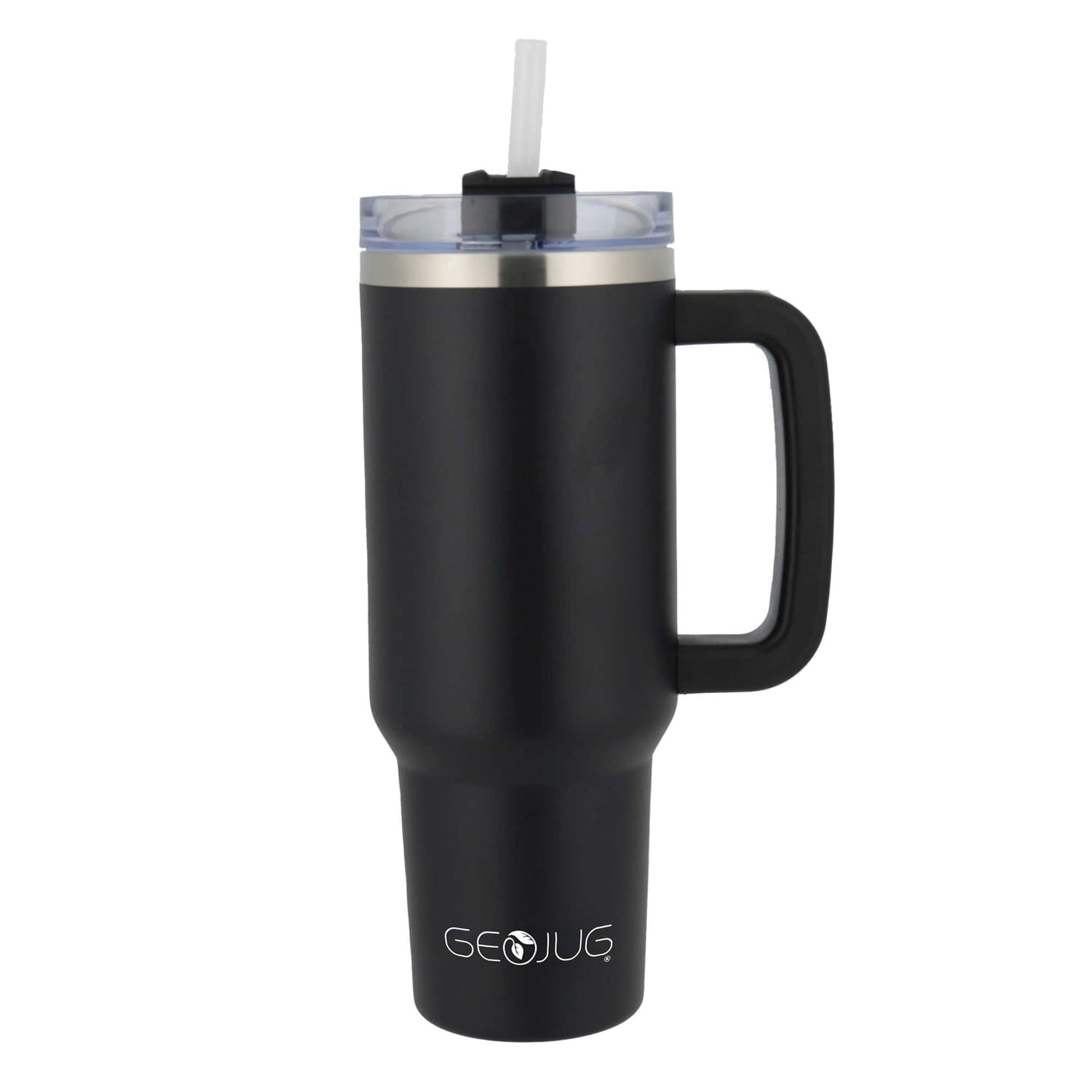 Brentwood Geojug 40-Oz. Insulated Stainless Steel Tumbler Cup with Handle, Lid, and Straw, Black