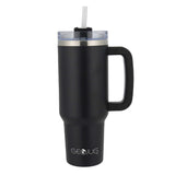 Brentwood Geojug 40-Oz. Insulated Stainless Steel Tumbler Cup with Handle, Lid, and Straw, Black