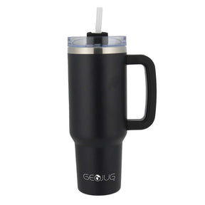 Brentwood Geojug 40-Oz. Insulated Stainless Steel Tumbler Cup with Handle, Lid, and Straw, Black