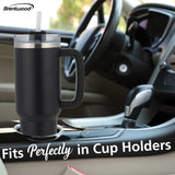 Brentwood Geojug 40-Oz. Insulated Stainless Steel Tumbler Cup with Handle, Lid, and Straw, Black