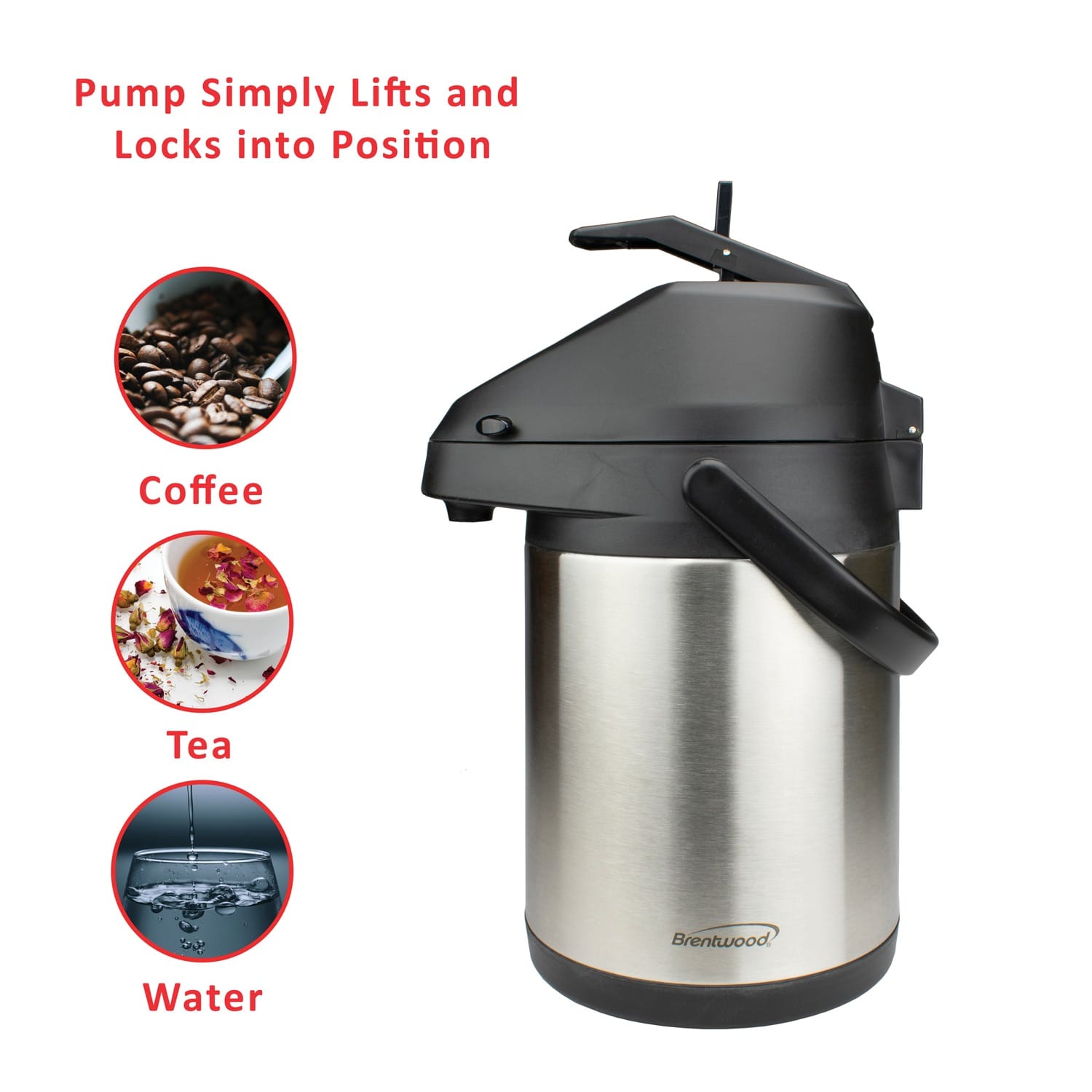 Brentwood Airpot Hot and Cold Drink Dispenser, 2.5 L