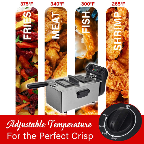 Brentwood 1500-Watt 12-Cup Electric Stainless Steel Deep Fryer, Black