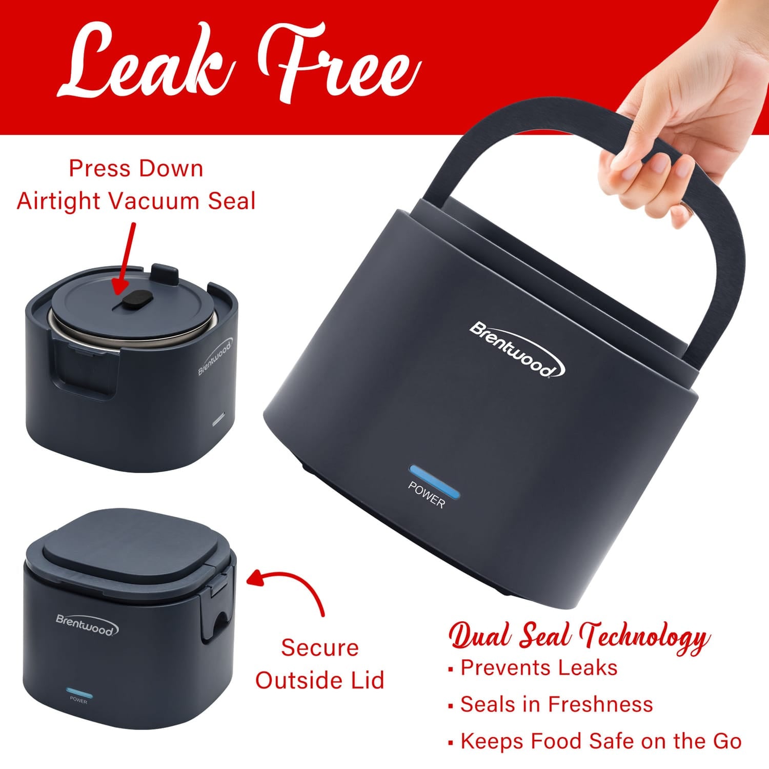 Brentwood 110-Volt 50-Watt 0.625-Qt. Portable Leakproof Electric Lunch Box, Blue