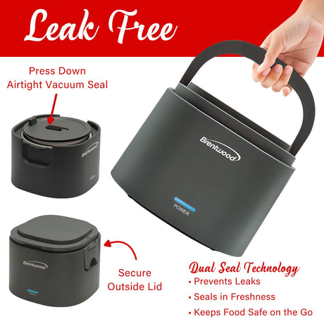 Brentwood 110-Volt 50-Watt 0.625-Qt. Portable Leakproof Electric Lunch Box, Gray