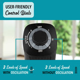 Brentwood 14-in. Portable Oscillating Tower Fan with 3 Speeds, 53 CFM, 50° Oscillation, 25 Watts, 61-in. Cord