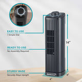 Brentwood 14-in. Portable Oscillating Tower Fan with 3 Speeds, 53 CFM, 50° Oscillation, 25 Watts, 61-in. Cord