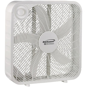 Brentwood 20-In. Portable Box Fan with 3 Speeds, 2294 CFM, 5 Blades, 60 Watts, Slim Design, 72-In. Cord