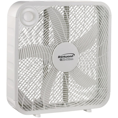 Brentwood 20-In. Portable Box Fan with 3 Speeds, 2294 CFM, 5 Blades, 60 Watts, Slim Design, 72-In. Cord