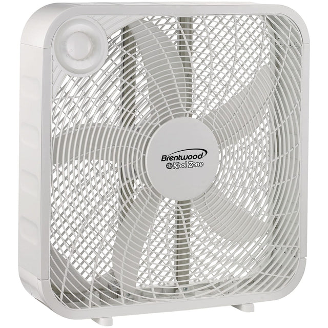 Brentwood 20-In. Portable Box Fan with 3 Speeds, 2294 CFM, 5 Blades, 60 Watts, Slim Design, 72-In. Cord