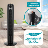 Brentwood 32-In. Portable Oscillating Tower Fan with Timer, 3 Speeds, 275 CFM, 60° Oscillation, 45 Watts, 72-In. Cord, Black