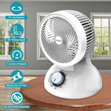 Brentwood 6-In. Portable Oscillating Air Circulator Desktop Fan with 3 Speeds, 21 CFM, 3 Blades, 90° Tilt, 75° Oscillation, 28 Watts, 59-In. Cord