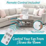 Brentwood 8-In. Portable Oscillating High-Velocity Air-Circulator Desktop Fan with Remote, Timer, 3 Speeds, 25 CFM, 90° Tilting Head, 58-In. Cord