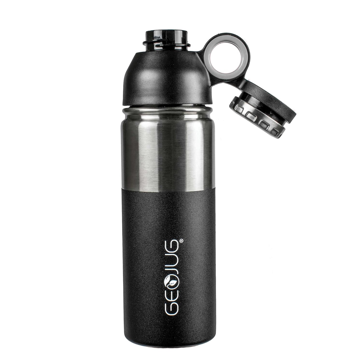 Brentwood Geojug Stainless Steel Vacuum-Insulated Water Bottle, 0.7 L, Black/Silver