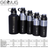 Brentwood Geojug Stainless Steel Vacuum-Insulated Water Bottle, 0.7 L, Black/Silver