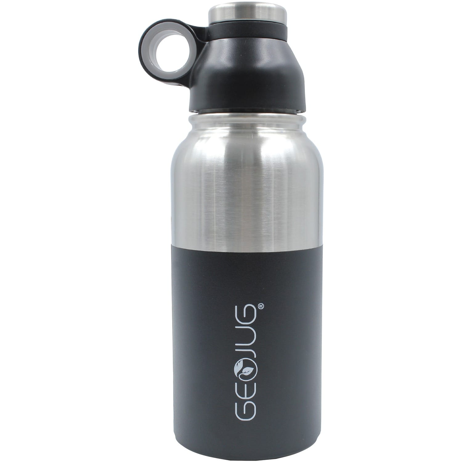 Brentwood Geojug Stainless Steel Vacuum-Insulated Water Bottle, 0.9 L, Black/Silver