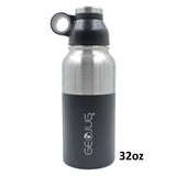 Brentwood Geojug Stainless Steel Vacuum-Insulated Water Bottle, 0.9 L, Black/Silver