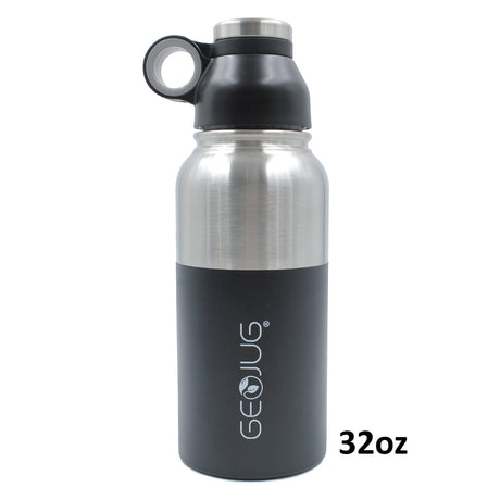Brentwood Geojug Stainless Steel Vacuum-Insulated Water Bottle, 0.9 L, Black/Silver