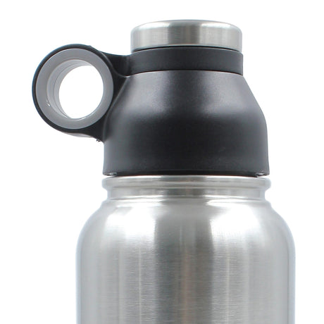 Brentwood Geojug Stainless Steel Vacuum-Insulated Water Bottle, 1.1 L, Black/Silver