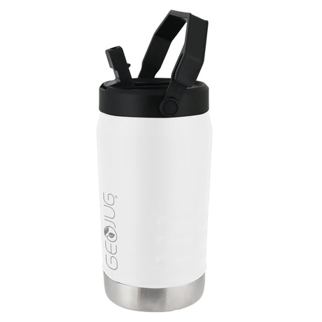 Brentwood Geojug Vacuum-Insulated Stainless Steel Sports Water Jug with Spout Straw Lid, and Handle with Fence Hook, 40 Oz., Cream