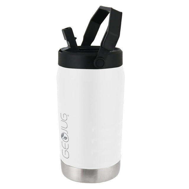 Brentwood Geojug Vacuum-Insulated Stainless Steel Sports Water Jug with Spout Straw Lid, and Handle with Fence Hook, 40 Oz., Cream