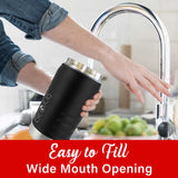 Brentwood Geojug Vacuum-Insulated Stainless Steel Sports Water Jug with Spout Straw Lid, and Handle with Fence Hook, 64 Oz., Black