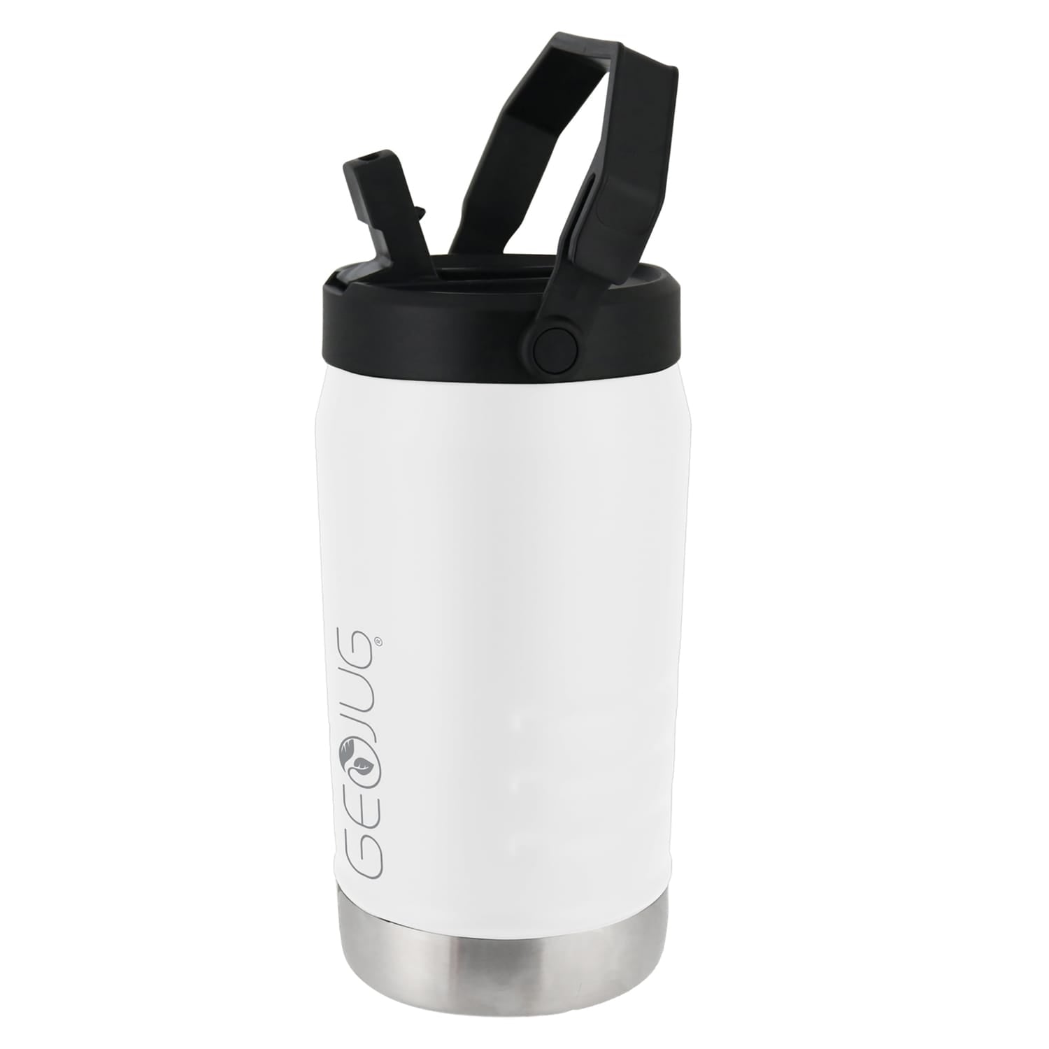 Brentwood Geojug Vacuum-Insulated Stainless Steel Sports Water Jug with Spout Straw Lid, and Handle with Fence Hook, 64 Oz., Cream
