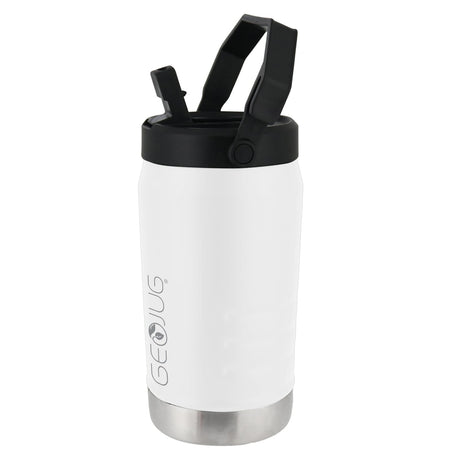 Brentwood Geojug Vacuum-Insulated Stainless Steel Sports Water Jug with Spout Straw Lid, and Handle with Fence Hook, 64 Oz., Cream