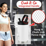 Brentwood Geojug Vacuum-Insulated Stainless Steel Sports Water Jug with Spout Straw Lid, and Handle with Fence Hook, 64 Oz., Cream