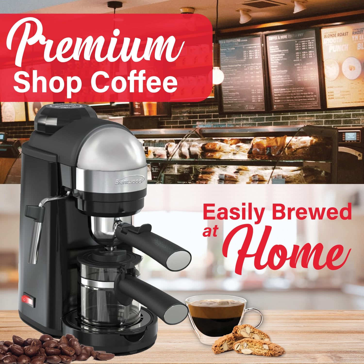 Brentwood 20-Ounce 800-Watt Espresso and Cappuccino Maker