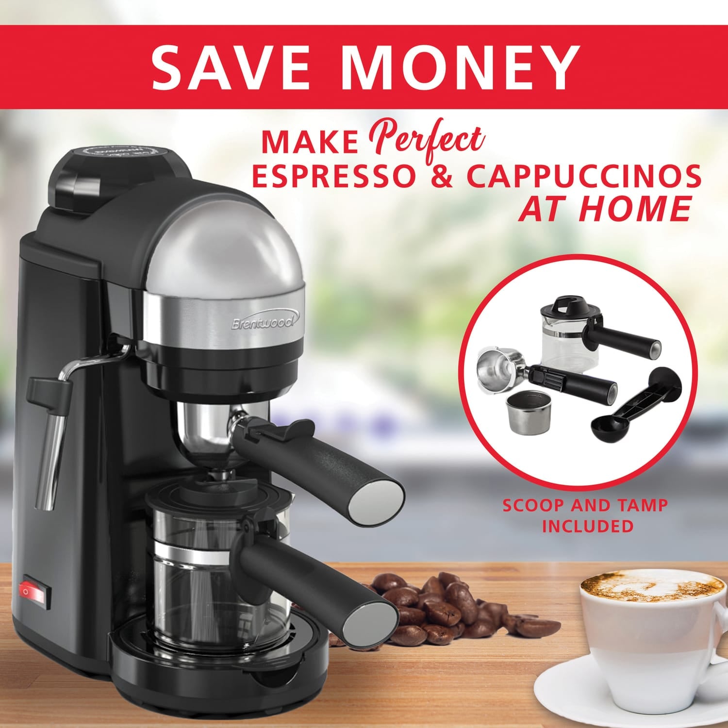 Brentwood 20-Ounce 800-Watt Espresso and Cappuccino Maker