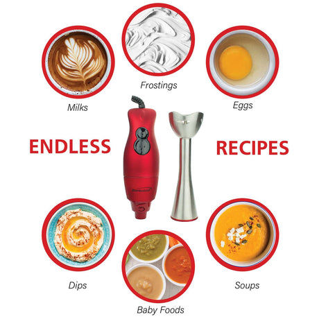 Brentwood 2-Speed 200-Watt Corded Hand Blender, Red