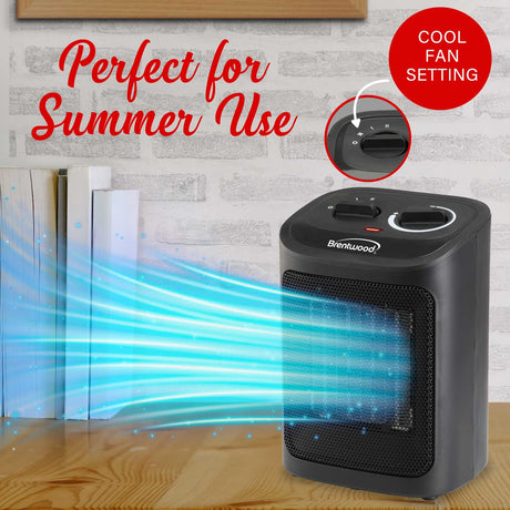 Brentwood 1500-Watt-Max Portable Ceramic Space Heater and Fan, Black, H-C1603BK