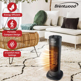 Brentwood 1500-Watt-Max Portable Oscillating Ceramic Tower Electric Space Heater, Black, H-C1618BK