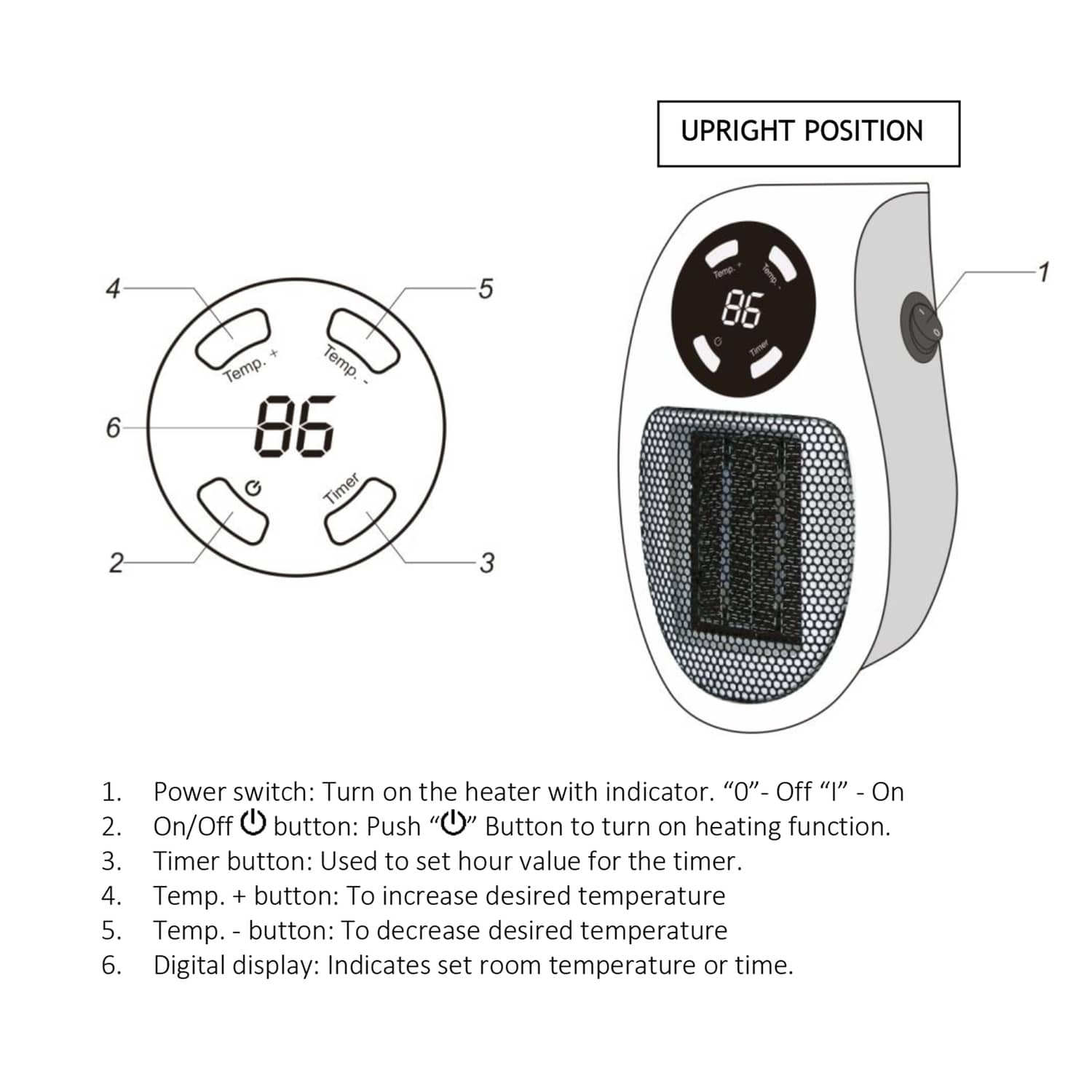Brentwood 350-Watt Plug-in Wall-Outlet Personal Space Heater