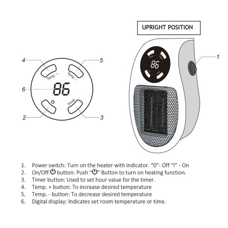 Brentwood 350-Watt Plug-in Wall-Outlet Personal Space Heater
