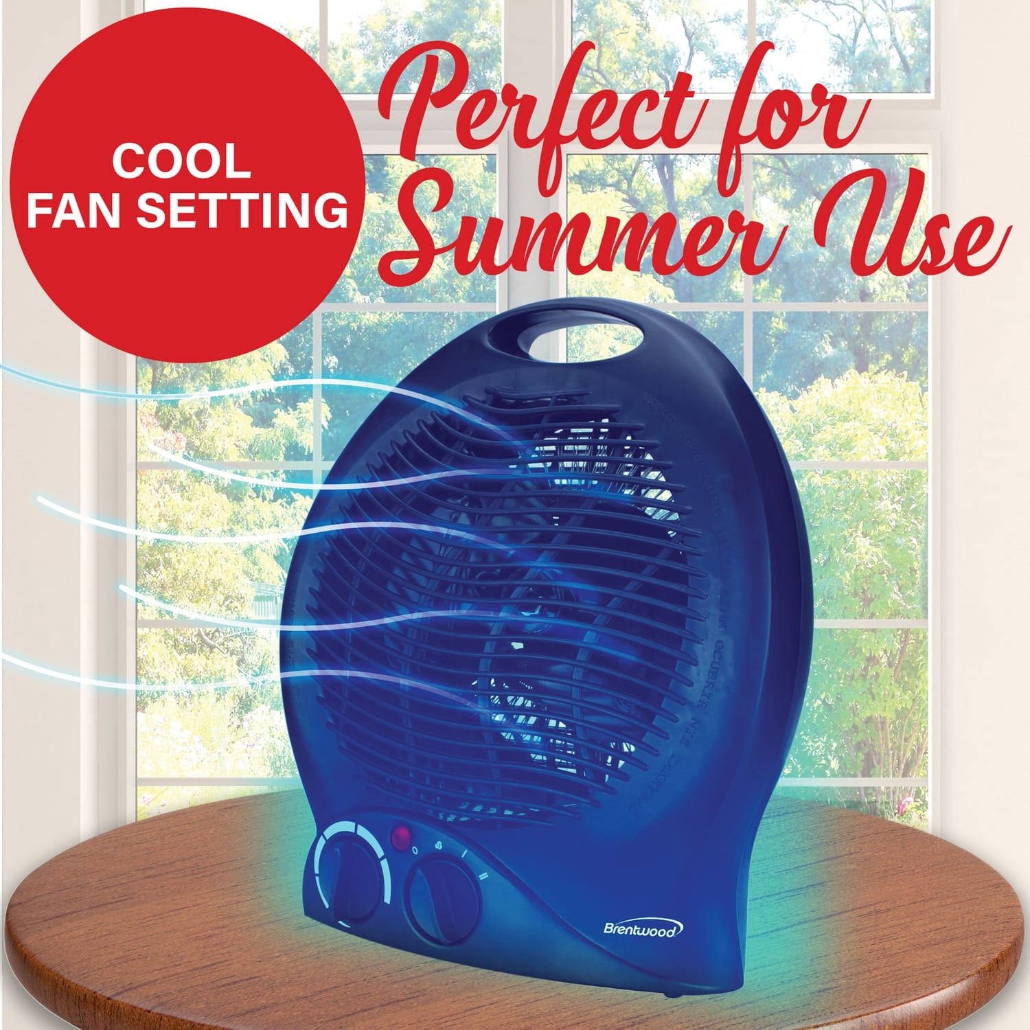 Brentwood H-F301BK 1500-Watt-Max Portable Electric Space Heater and Fan, Black