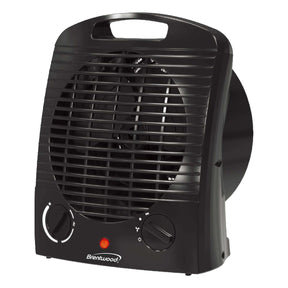 Brentwood Portable Electric Space Heater and Fan, 1500/750 Watts/Fan Only, 5000 BTUs, Adjustable Thermostat, Safety Features, 6-Ft. Cord, H-F306BK
