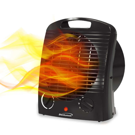 Brentwood Portable Electric Space Heater and Fan, 1500/750 Watts/Fan Only, 5000 BTUs, Adjustable Thermostat, Safety Features, 6-Ft. Cord, H-F306BK