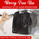Brentwood Portable Electric Space Heater and Fan, 1500/750 Watts/Fan Only, 5000 BTUs, Adjustable Thermostat, Safety Features, 6-Ft. Cord, H-F306BK