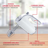Brentwood Lightweight 5-Speed Electric Hand Mixer, White