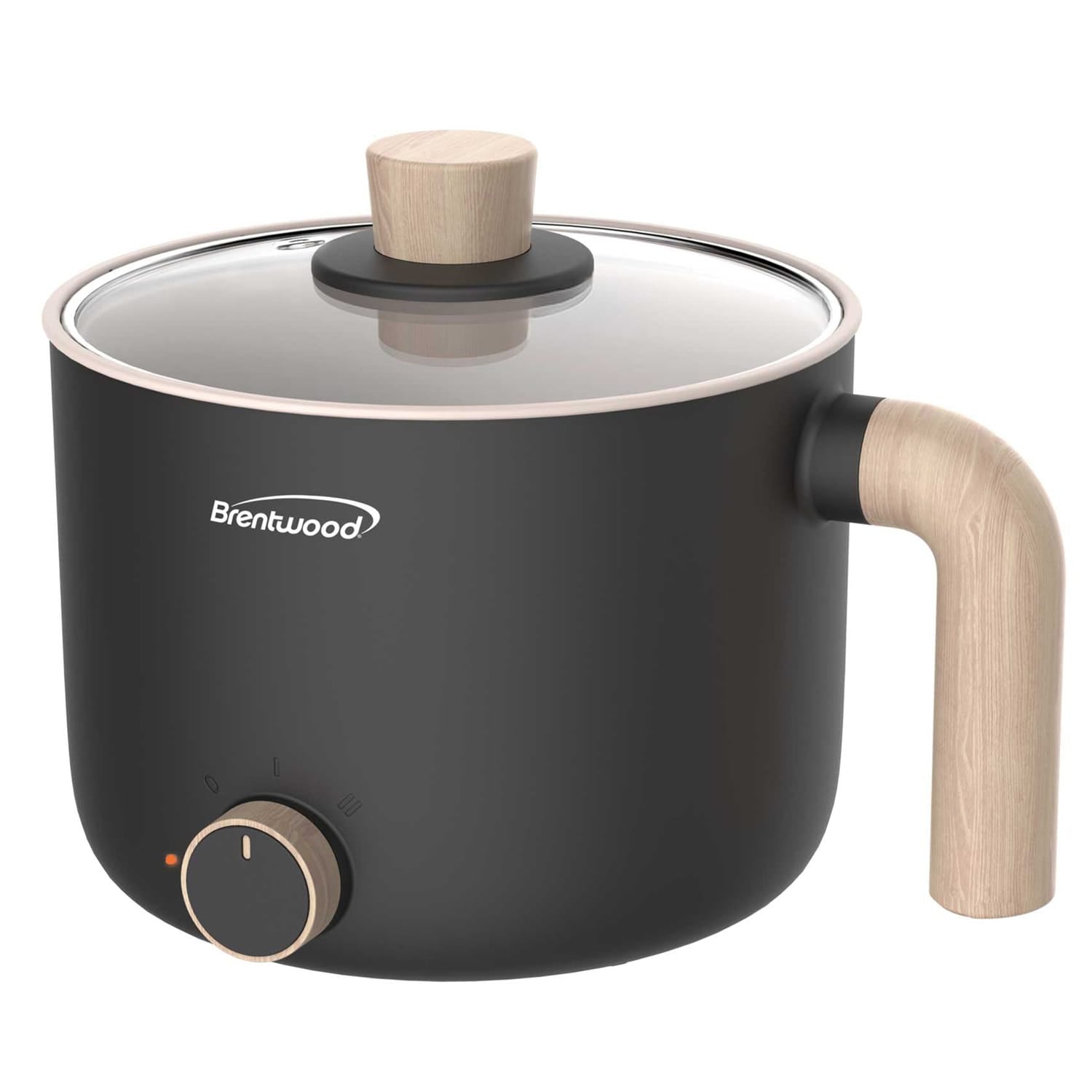 Brentwood 1.6-Qt. 600-Watt Multi-Function Electric Hot Pot Cooker with Ceramic Nonstick Coating, Black