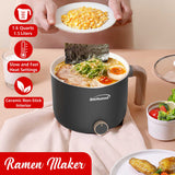 Brentwood 1.6-Qt. 600-Watt Multi-Function Electric Hot Pot Cooker with Ceramic Nonstick Coating, Black