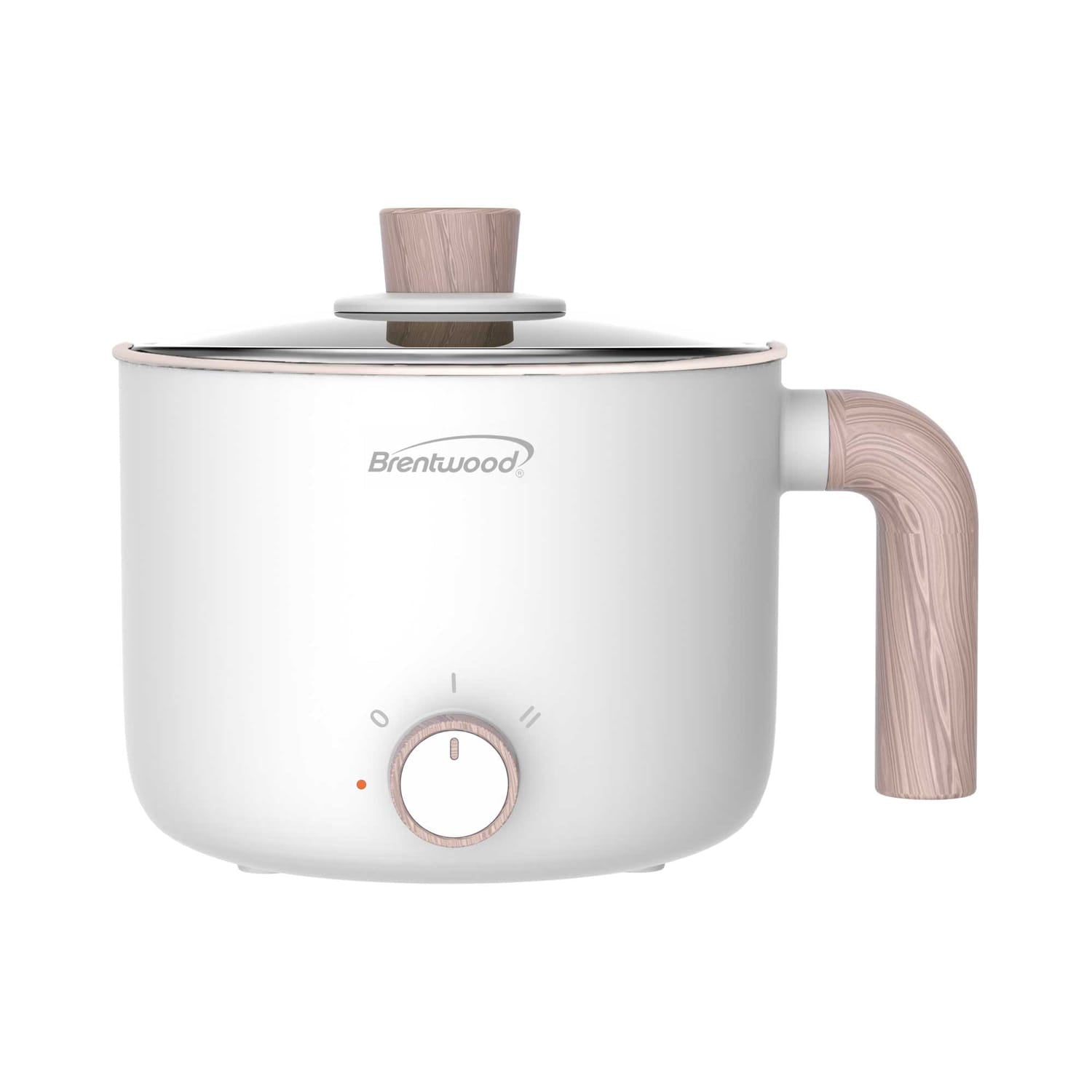 Brentwood 1.6-Qt. 600-Watt Multi-Function Electric Hot Pot Cooker with Ceramic Nonstick Coating, White