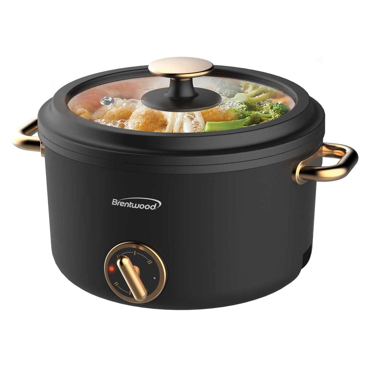 Brentwood 700-Watt 2.6-Qt. Multifunction Electric Hot Pot Cooker with Ceramic Nonstick Coating and Food Steamer, Black