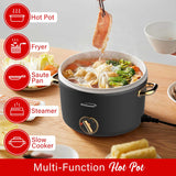 Brentwood 700-Watt 2.6-Qt. Multifunction Electric Hot Pot Cooker with Ceramic Nonstick Coating and Food Steamer, Black