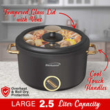 Brentwood 700-Watt 2.6-Qt. Multifunction Electric Hot Pot Cooker with Ceramic Nonstick Coating and Food Steamer, Black