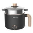 Brentwood 600-Watt 1.6-Qt. Multifunction Electric Hot Pot Cooker with Ceramic Nonstick Coating and Stainless Steel Food Steamer, Angled Handle, Black