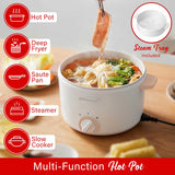 Brentwood 3.2-Qt. Multi-Function Electric Hot Pot Cooker with Food Steamer and Ceramic Non-Stick Coating, White, HPS-3302W