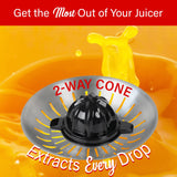Brentwood 200-Watt 1-Speed Electric Citrus Juicer with 2 Cones and Stainless Steel Lever, Black
